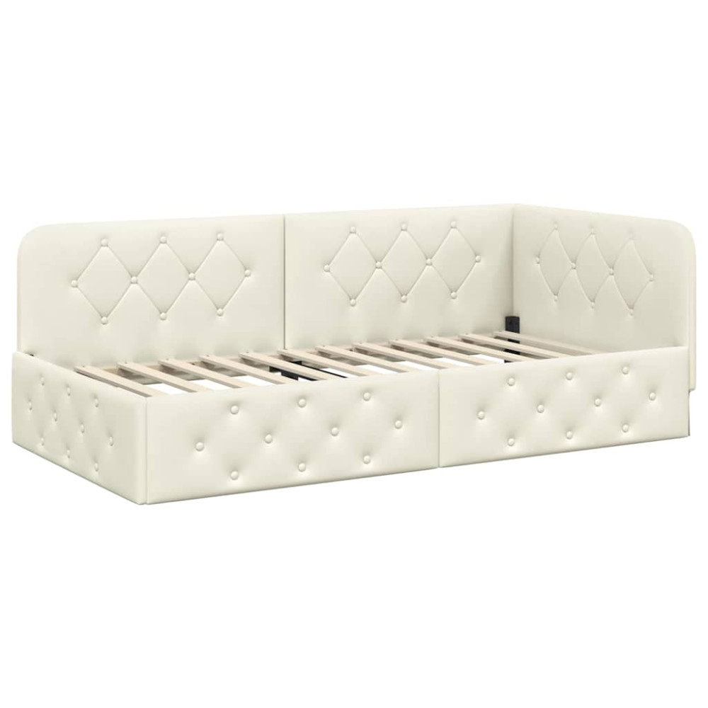 Produktbild för Hörn Sängram Kräm 100 x 200 cm Sammet