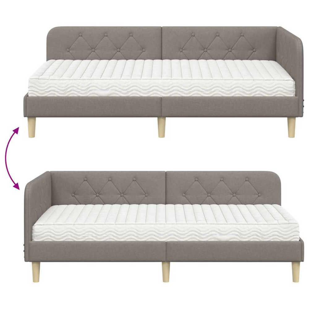 Produktbild för Hörn Sängram Taupe 90 x 190 cm tyg