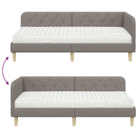 Produktbild för Hörn Sängram Taupe 90 x 190 cm tyg