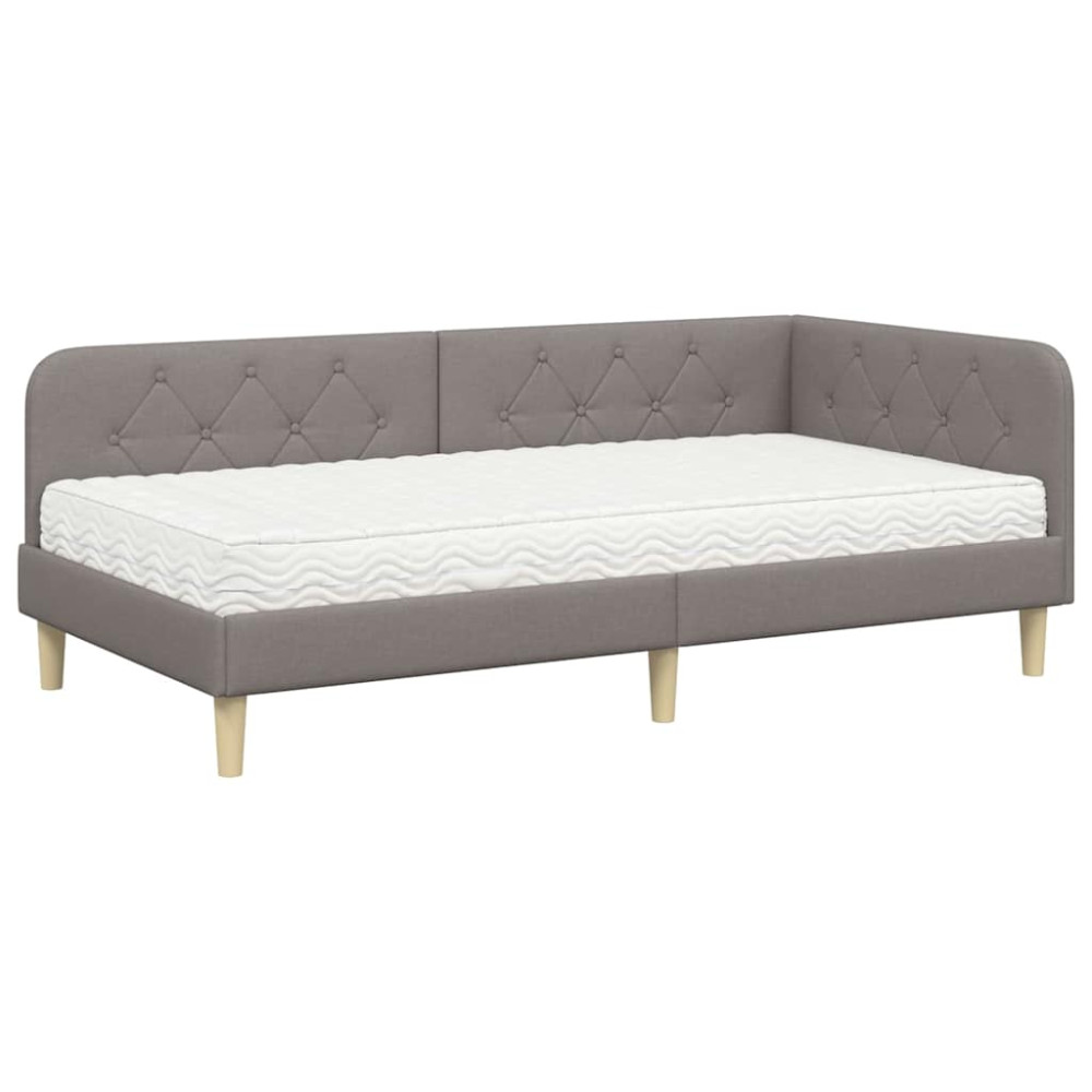 Produktbild för Hörn Sängram Taupe 90 x 190 cm tyg