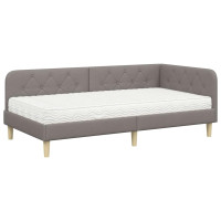 Produktbild för Hörn Sängram Taupe 90 x 190 cm tyg