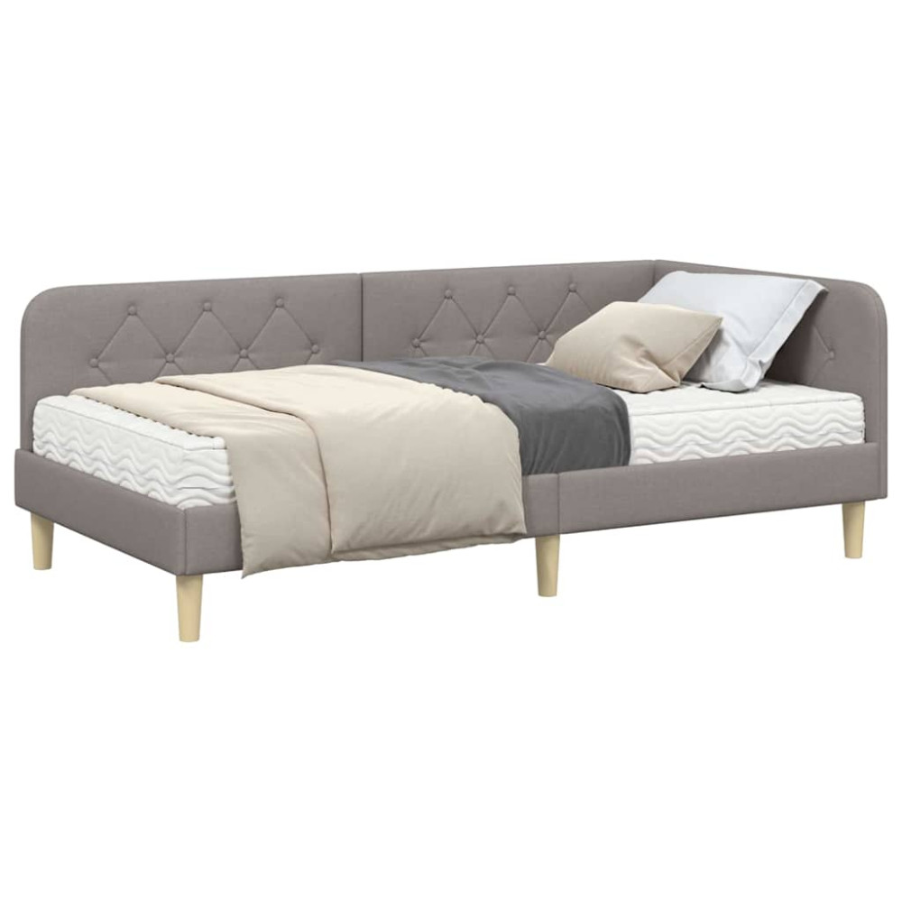 Produktbild för Hörn Sängram Taupe 90 x 190 cm tyg