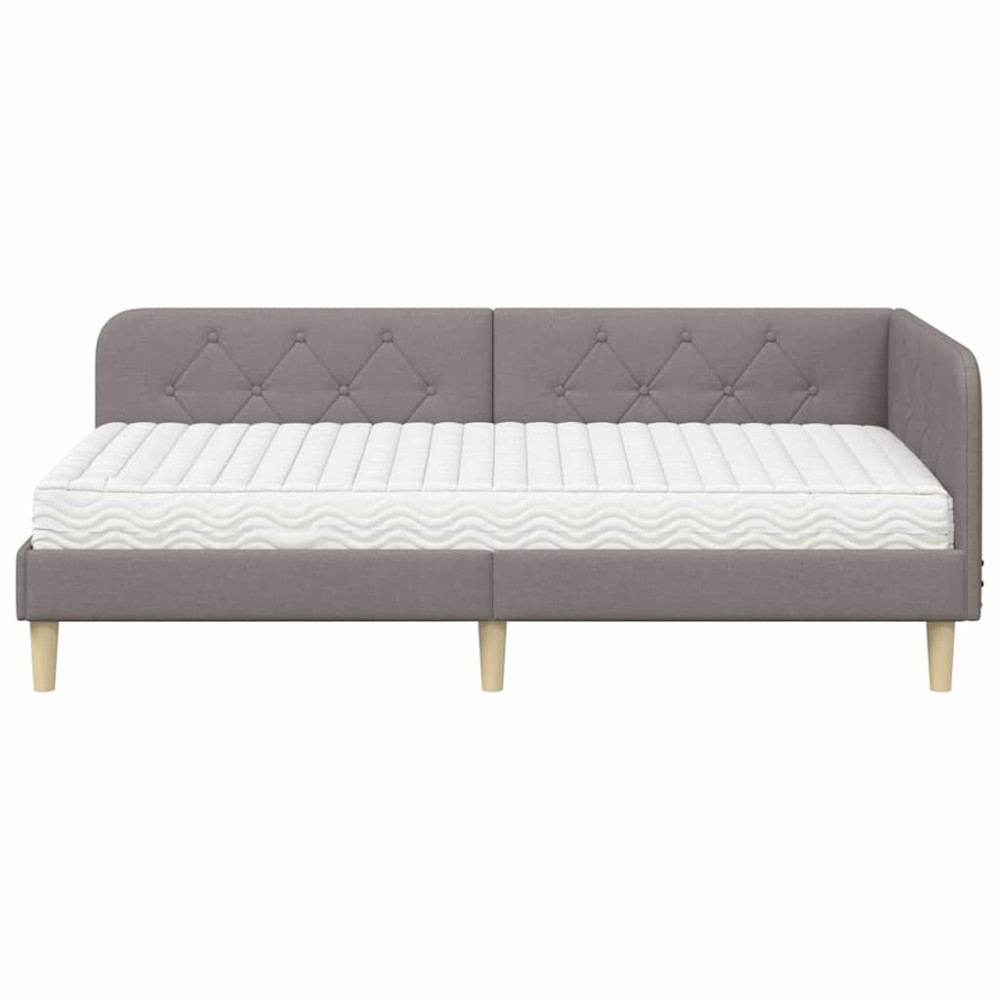 Produktbild för Hörn Sängram Taupe 90 x 190 cm tyg