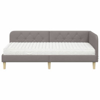 Produktbild för Hörn Sängram Taupe 90 x 190 cm tyg