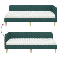 Produktbild för Hörn Sängram Mörkgrön 90 x 200 cm tyg