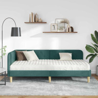 Produktbild för Hörn Sängram Mörkgrön 90 x 200 cm tyg