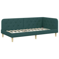 Produktbild för Hörn Sängram Mörkgrön 90 x 200 cm tyg