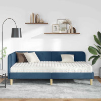 Produktbild för Hörn Sängram Blå 90 x 200 cm tyg