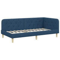 Produktbild för Hörn Sängram Blå 90 x 200 cm tyg