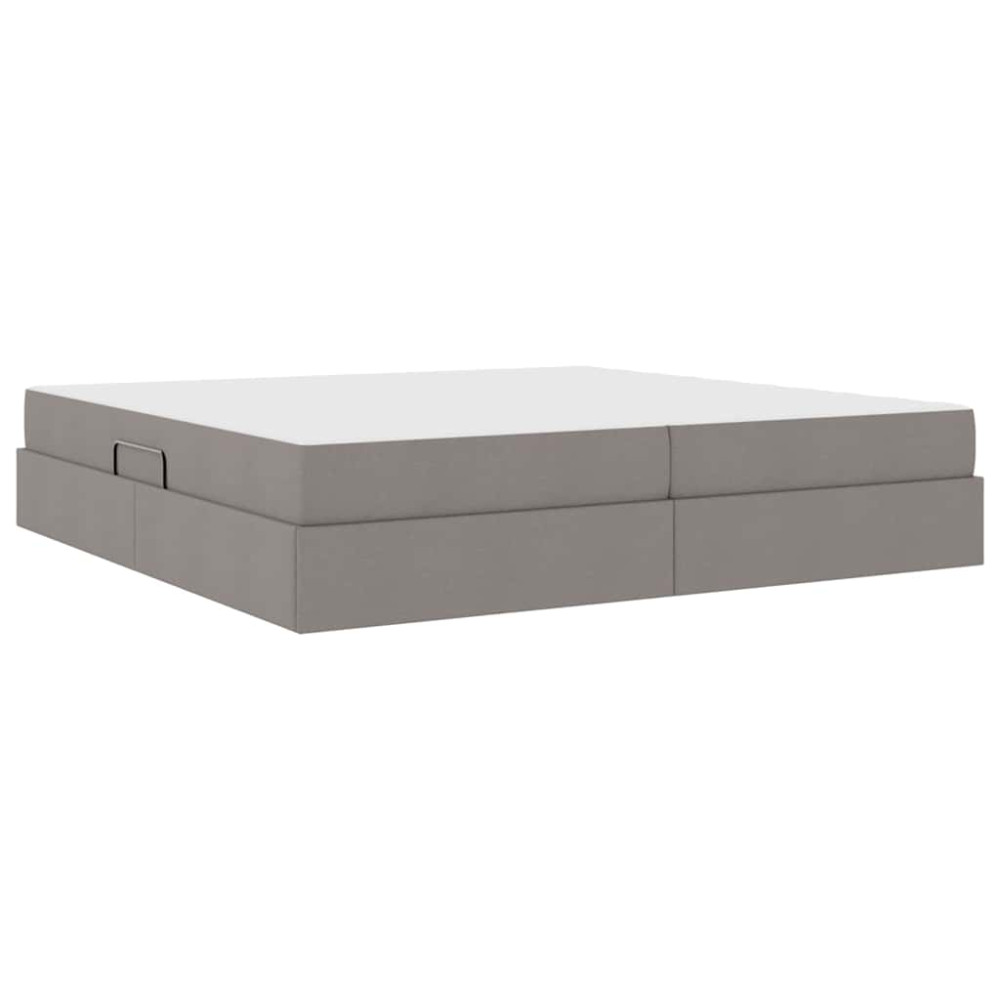Produktbild för Förvaringssäng med madrass Taupe 200 x 200 cm Polyester