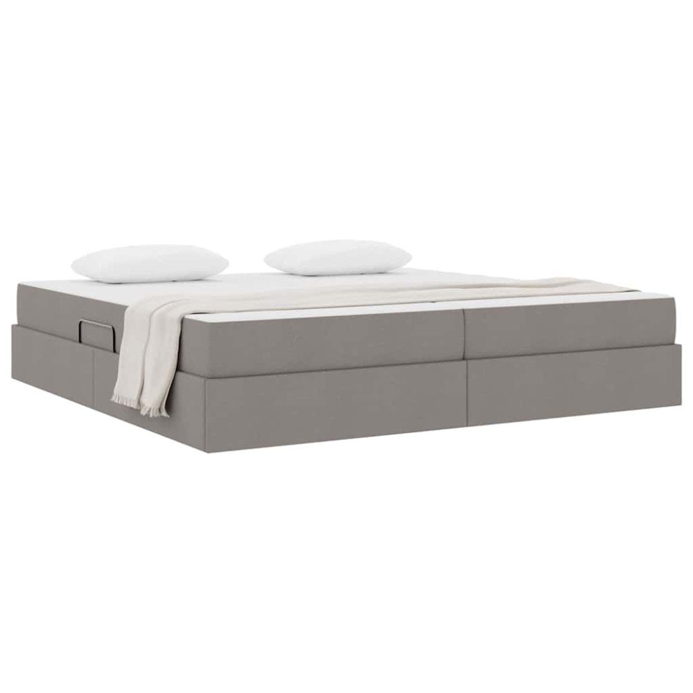 Produktbild för Förvaringssäng med madrass Taupe 200 x 200 cm Polyester