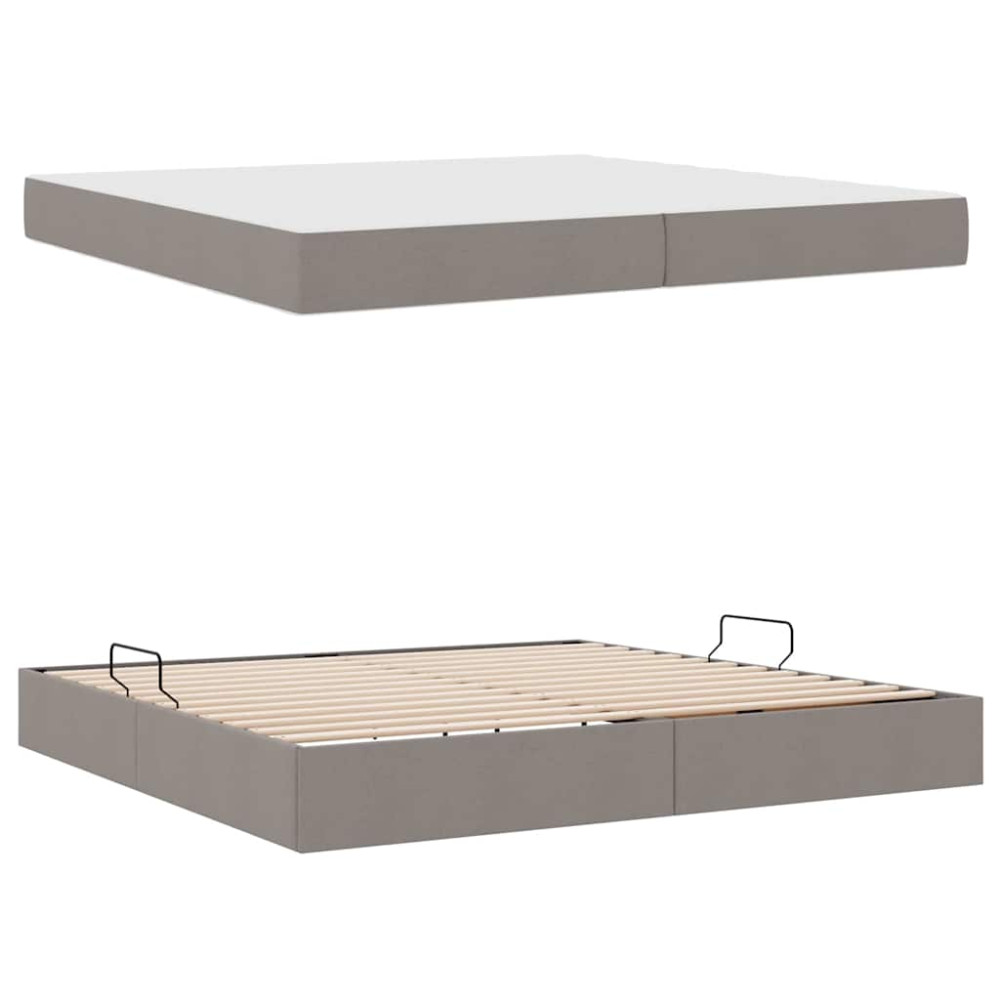 Produktbild för Förvaringssäng med madrass Taupe 200 x 200 cm Polyester
