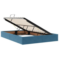 Produktbild för Förvaringssäng med madrass Mörkblå 140 x 200 cm Sammet