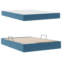 Produktbild för Förvaringssäng med madrass Mörkblå 140 x 200 cm Sammet