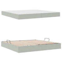 Produktbild för Förvaringssäng med madrass Ljusgrå 200 x 200 cm Sammet