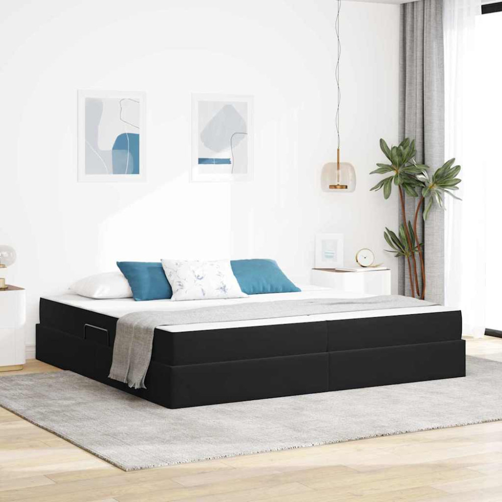 Produktbild för Förvaringssäng med madrass Svart 200 x 200 cm Sammet
