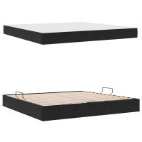Produktbild för Förvaringssäng med madrass Svart 200 x 200 cm Sammet