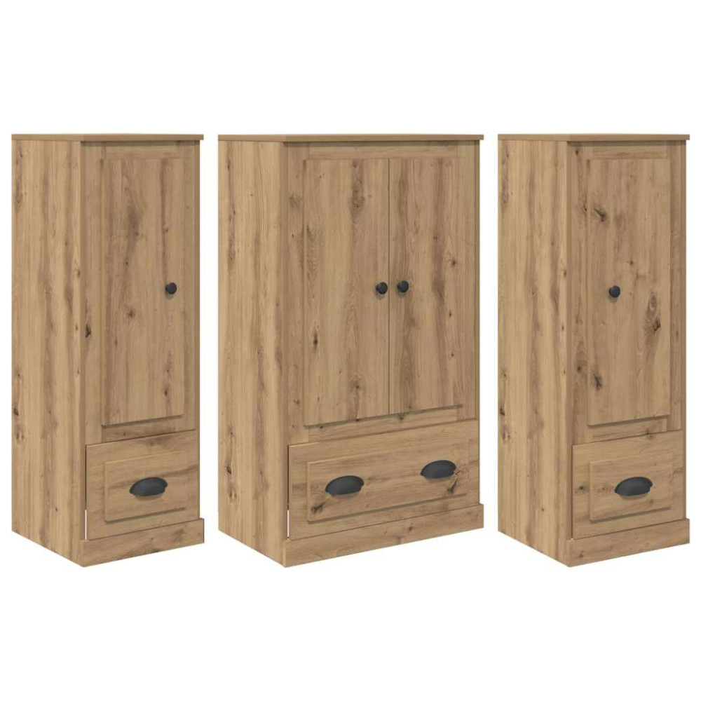 Produktbild för Skåp med låda 3 pcs Artisan Ek Konstruerat trä