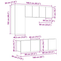 Produktbild för TV-väggmodul Väggmonterad 5 pcs Gammalt trä Konstruerat trä