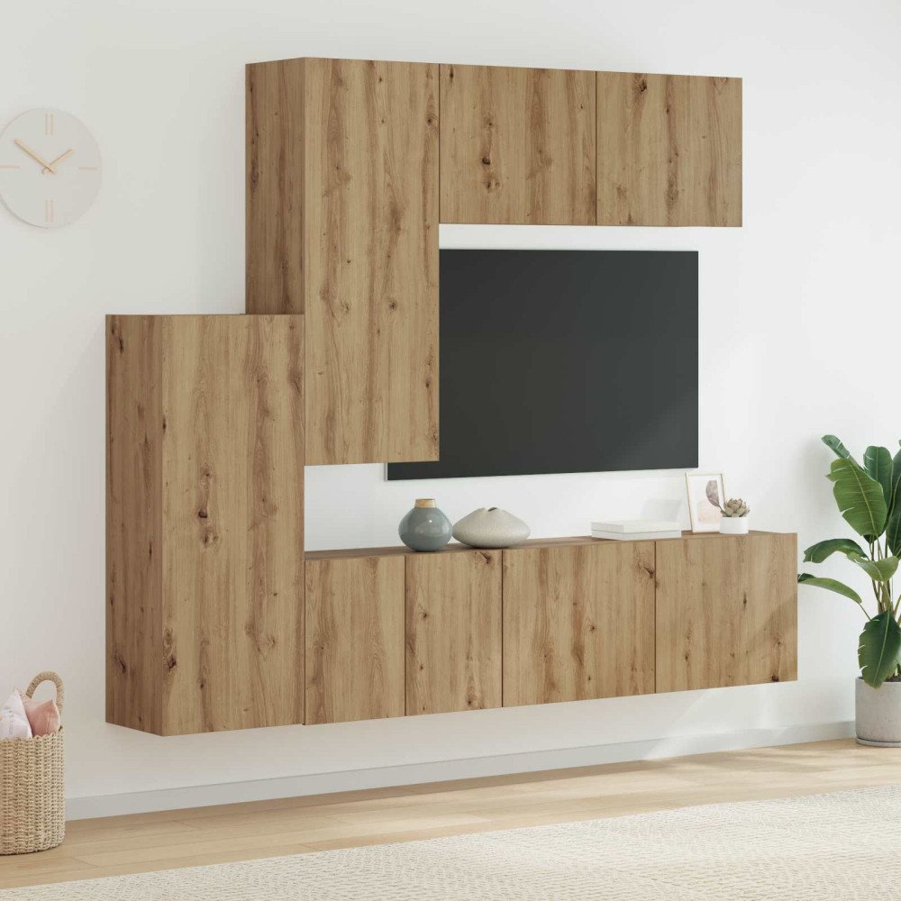 Produktbild för TV-väggmodul 5 pcs Artisan Ek Konstruerat trä