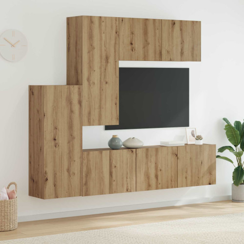 vidaXL TV-väggmodul 5 pcs Artisan Ek Konstruerat trä