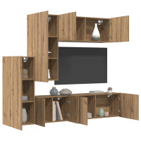 Produktbild för TV-väggmodul 5 pcs Artisan Ek Konstruerat trä