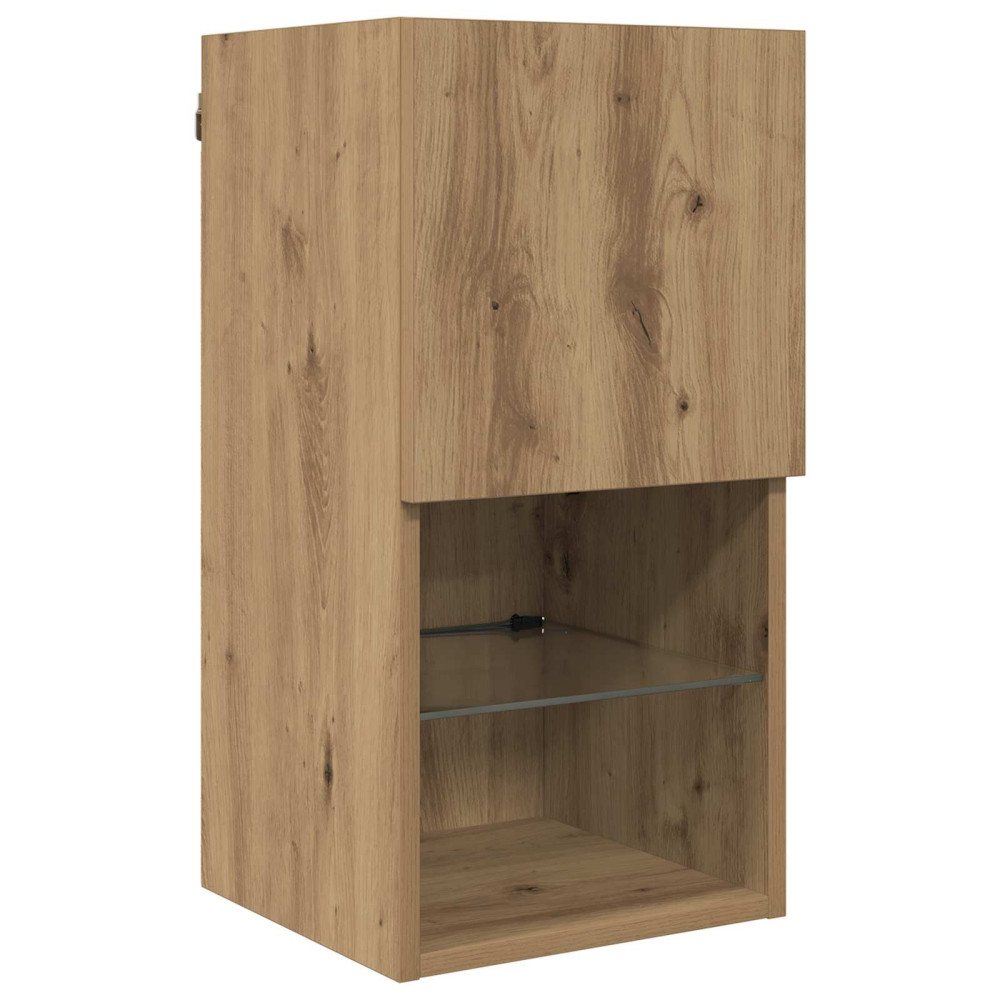 Produktbild för TV-väggmodul med LED -remsljus 6 pcs Artisan Ek Konstruerat trä