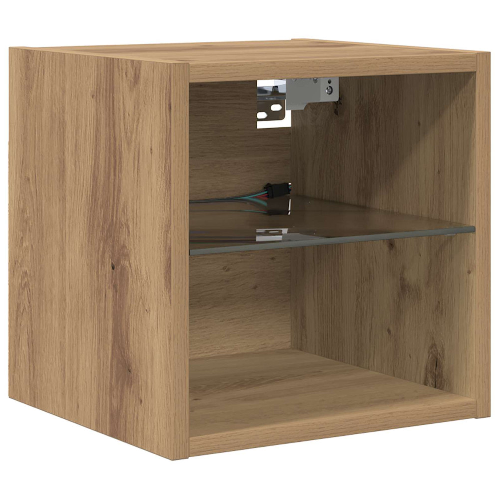 Produktbild för TV-väggmodul med LED -remsljus 6 pcs Artisan Ek Konstruerat trä