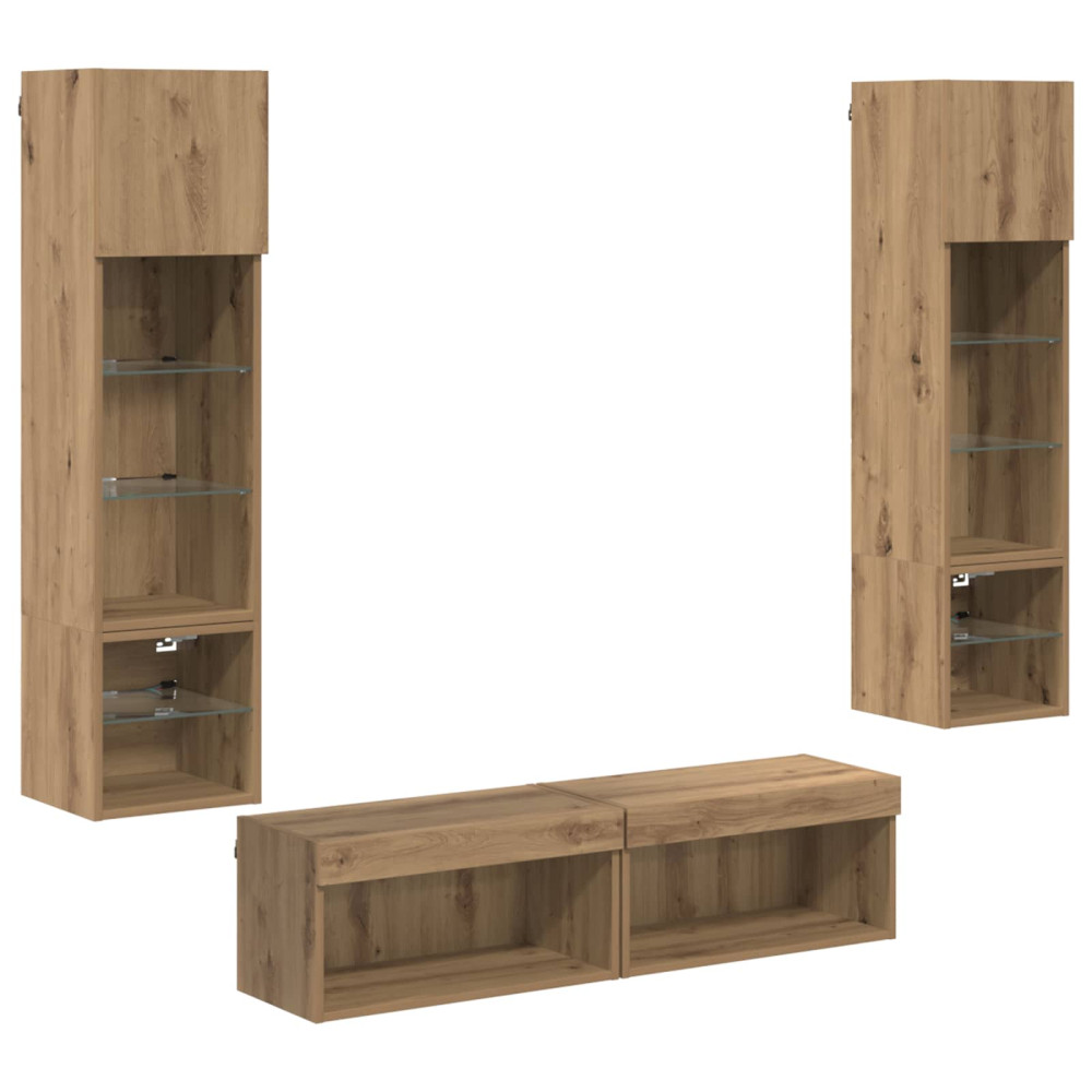 Produktbild för TV-väggmodul 6 pcs Artisan Ek Konstruerat trä
