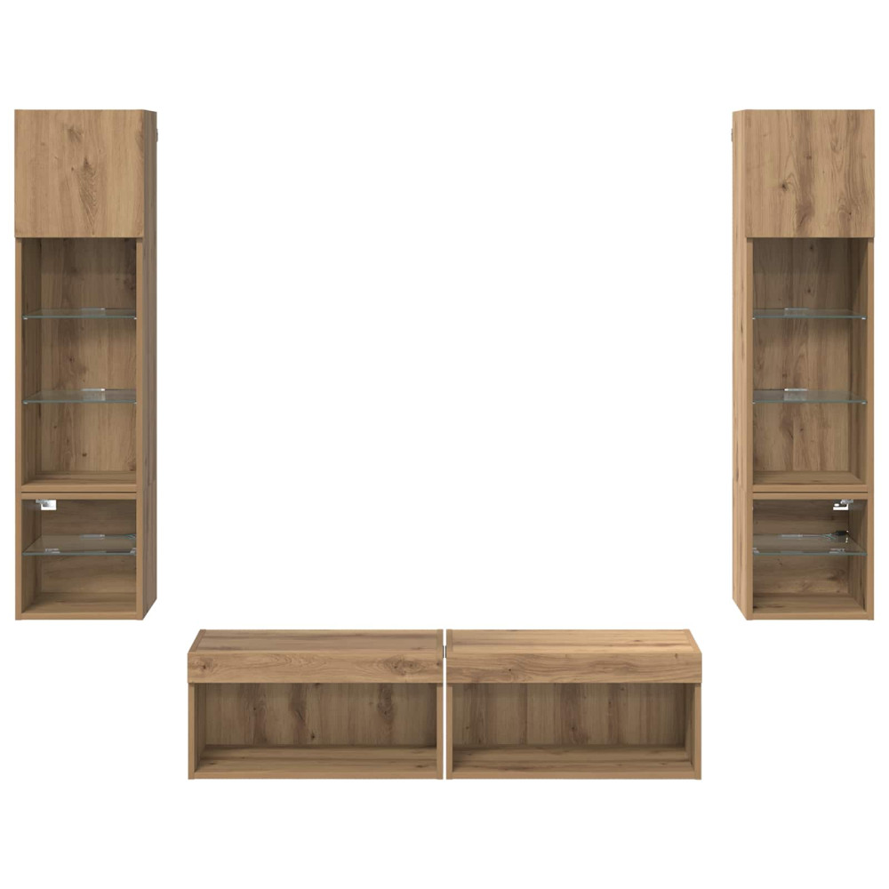 Produktbild för TV-väggmodul 6 pcs Artisan Ek Konstruerat trä