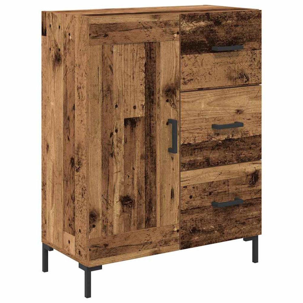 Produktbild för Skåp med låda Gammalt trä 69,5 x 34 x 180 cm Konstruerat trä