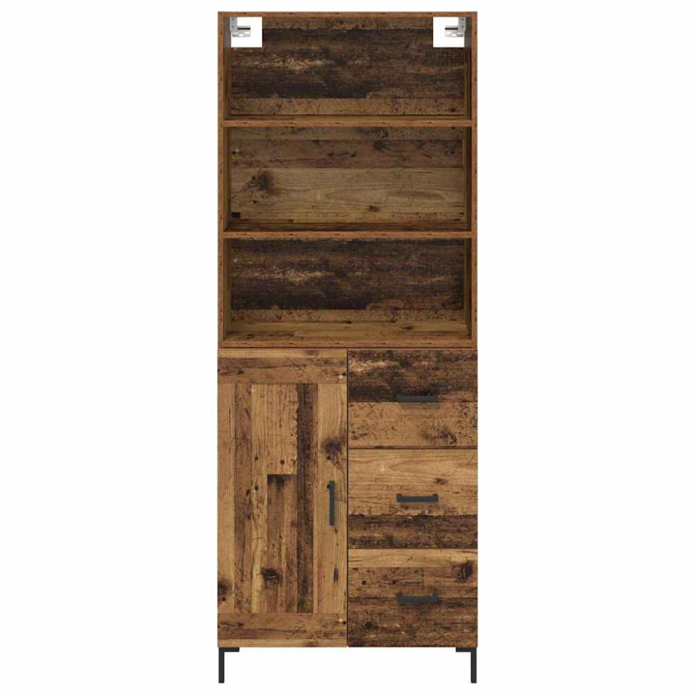 Produktbild för Skåp med låda Gammalt trä 69,5 x 34 x 180 cm Konstruerat trä