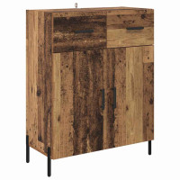 Produktbild för Skåp med låda Gammalt trä 69,5 x 32,5 x 180 cm Konstruerat trä