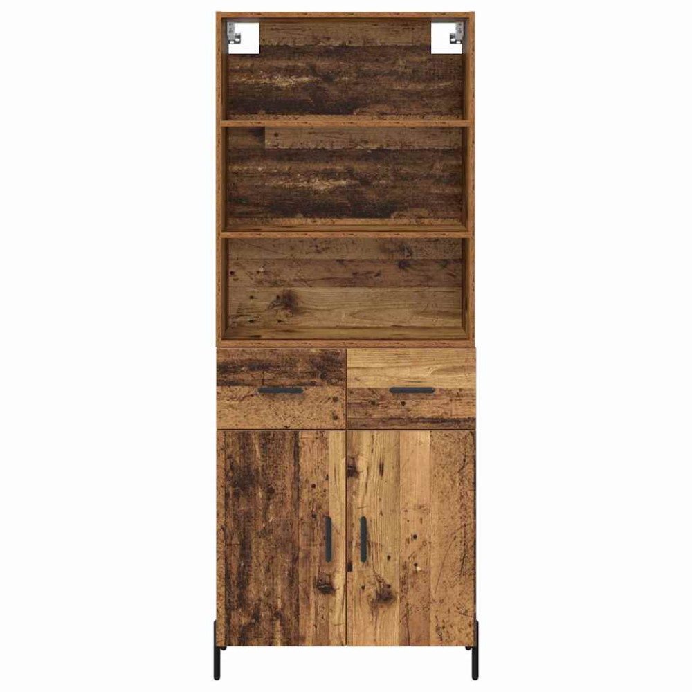 Produktbild för Skåp med låda Gammalt trä 69,5 x 32,5 x 180 cm Konstruerat trä