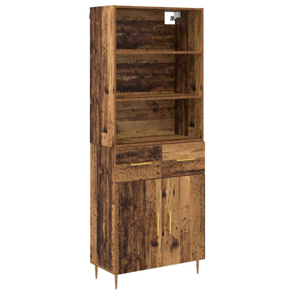 Produktbild för Skåp med låda Gammalt trä 69,5 x 34 x 180 cm Konstruerat trä