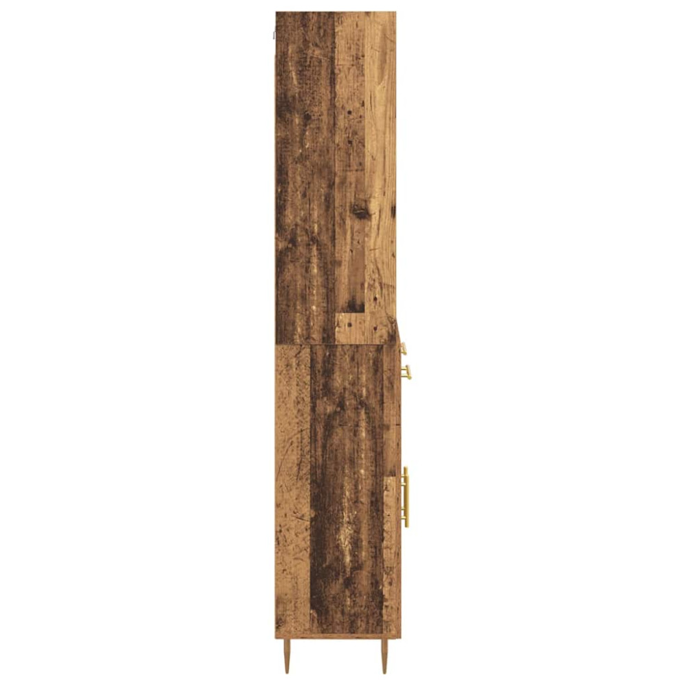 Produktbild för Skåp med låda Gammalt trä 69,5 x 34 x 180 cm Konstruerat trä