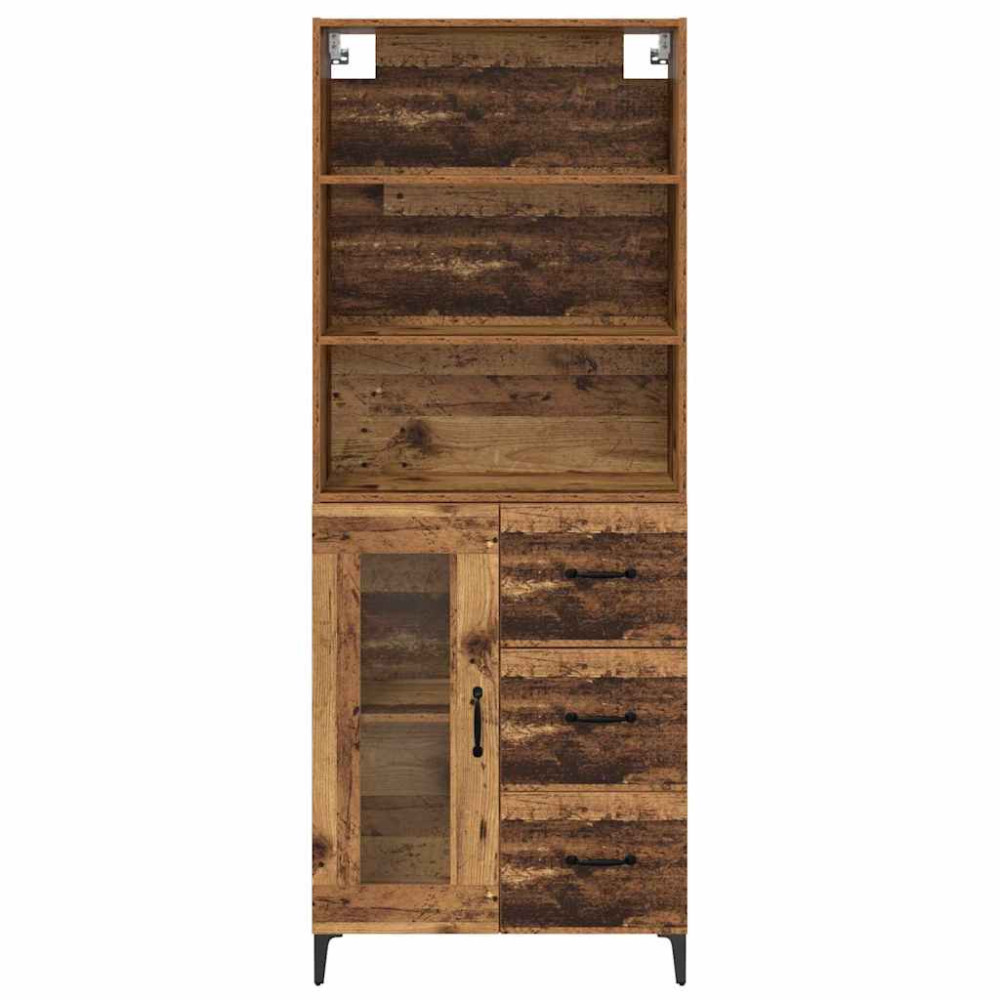 Produktbild för Skåp med låda Gammalt trä 69,5 x 34 x 180 cm Konstruerat trä