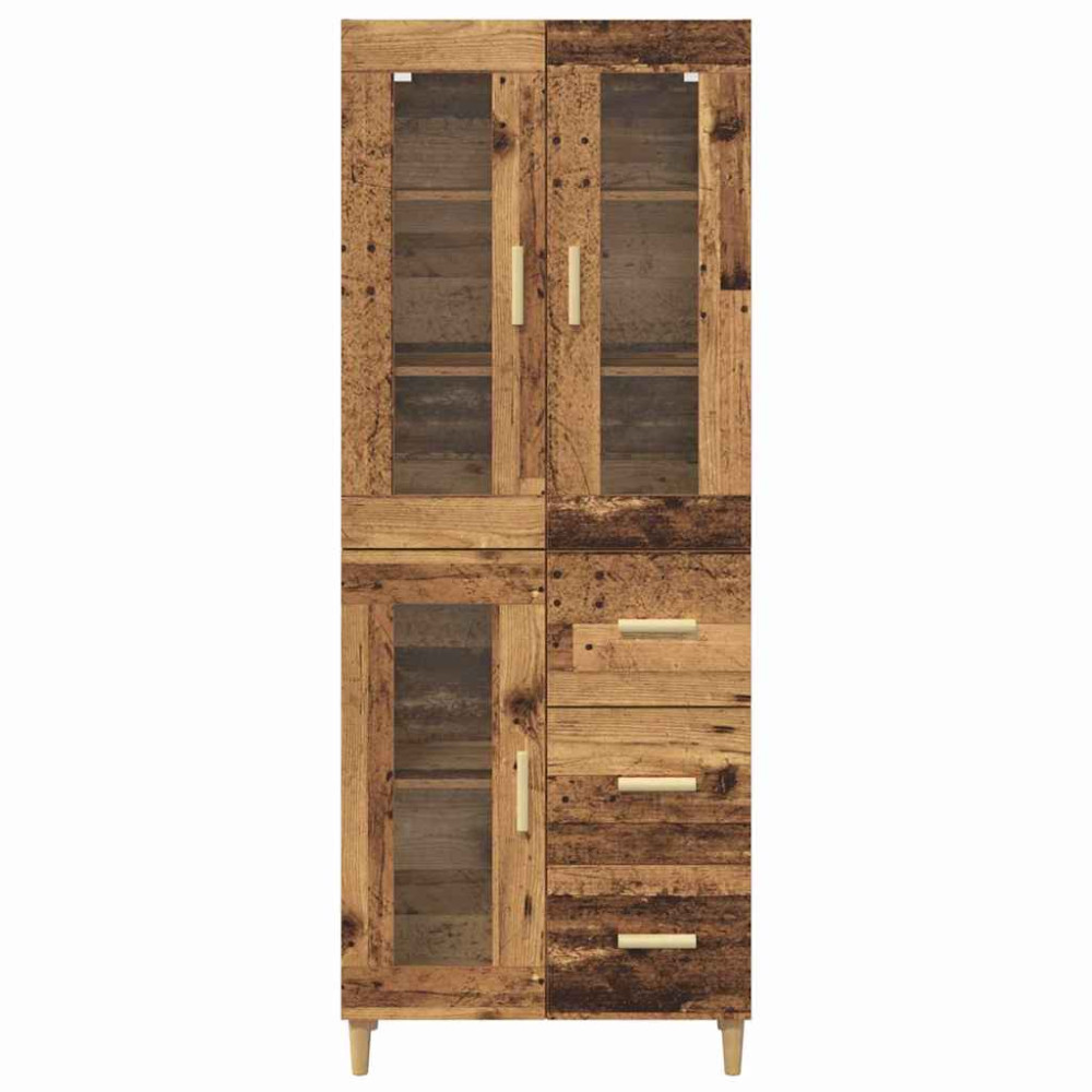 Produktbild för Skåp med låda Gammalt trä 69,5 x 34 x 180 cm Konstruerat trä