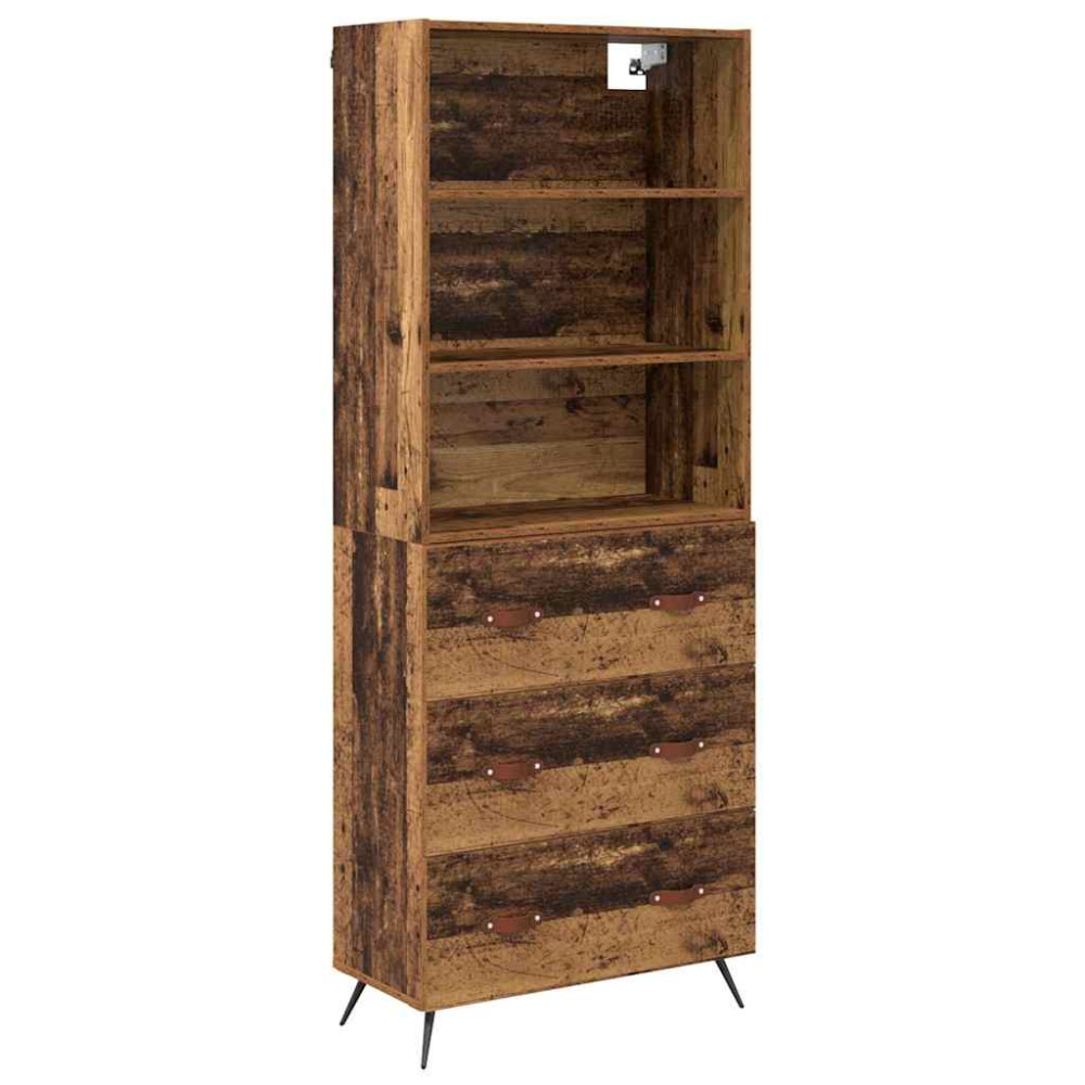 Produktbild för Skåp med låda Gammalt trä 69,5 x 34 x 180 cm Konstruerat trä