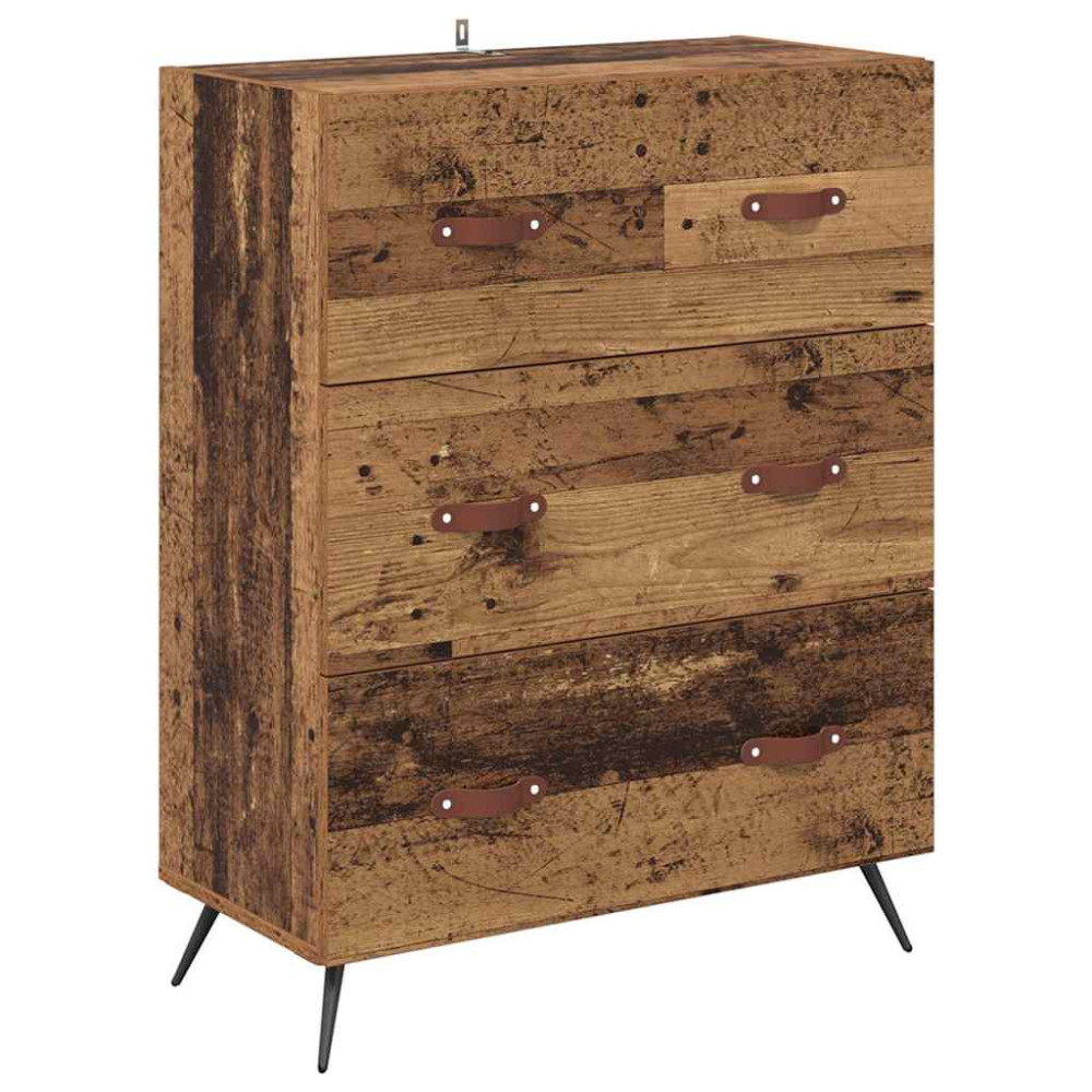 Produktbild för Skåp med låda Gammalt trä 69,5 x 34 x 180 cm Konstruerat trä