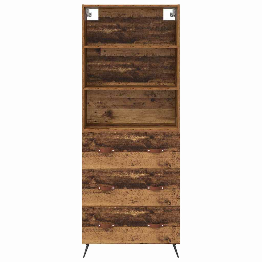 Produktbild för Skåp med låda Gammalt trä 69,5 x 34 x 180 cm Konstruerat trä
