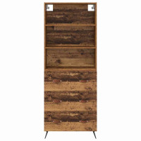 Produktbild för Skåp med låda Gammalt trä 69,5 x 34 x 180 cm Konstruerat trä