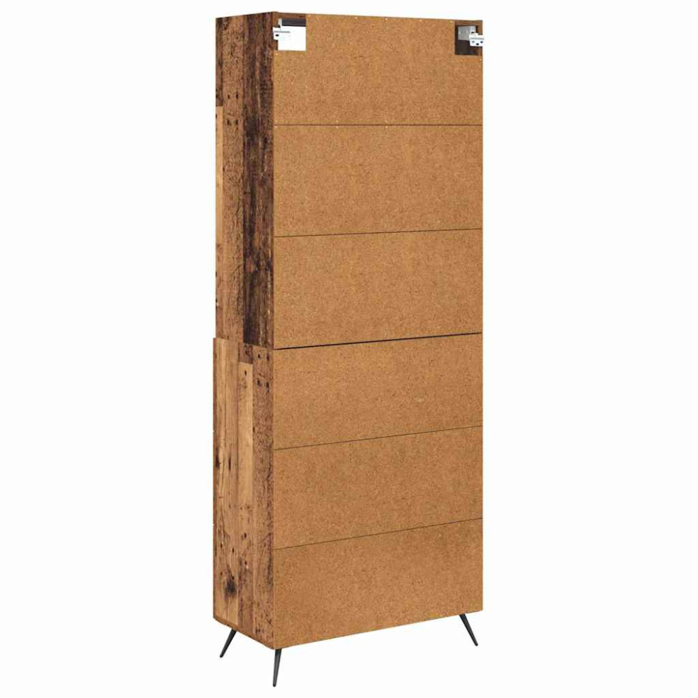 Produktbild för Skåp med låda Gammalt trä 69,5 x 34 x 180 cm Konstruerat trä