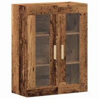 Produktbild för Skåp Gammalt trä 69,5 x 34 x 180 cm Konstruerat trä och glas