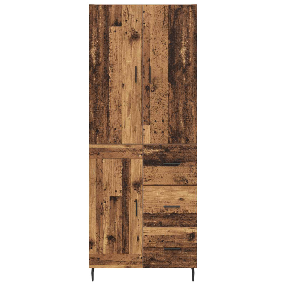 Produktbild för Skåp med låda 2 pcs Gammalt trä Konstruerat trä och glas