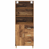 Produktbild för Skåp med låda Gammalt trä 69,5 x 32,5 x 180 cm Konstruerat trä