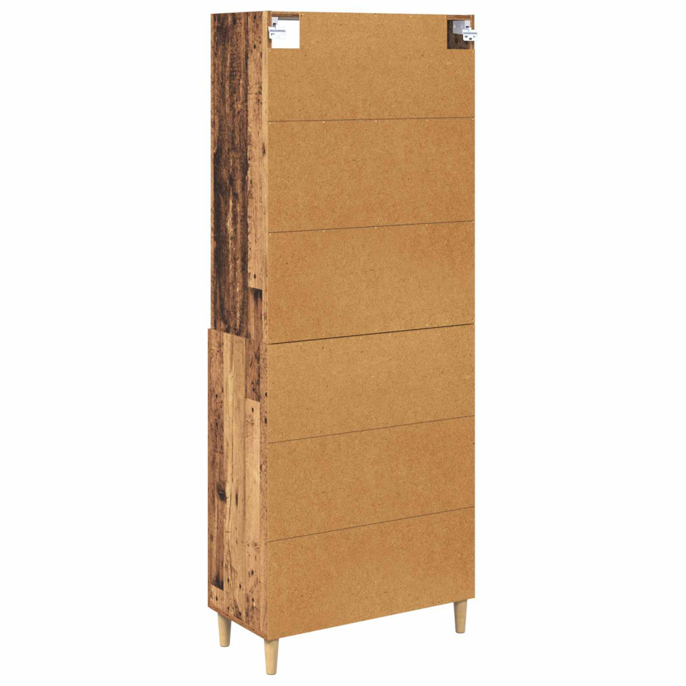 Produktbild för Skåp med låda Gammalt trä 69,5 x 32,5 x 180 cm Konstruerat trä