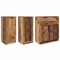 Produktbild för Sideboard med låda 3 pcs Gammalt trä Konstruerat trä