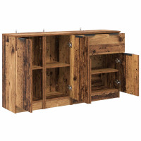 Produktbild för Sideboard med låda 3 pcs Gammalt trä Konstruerat trä