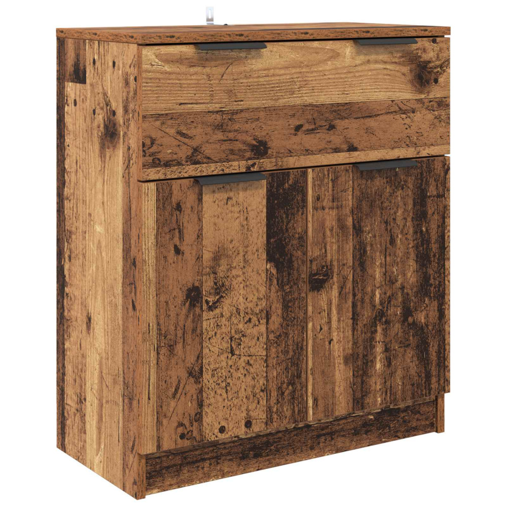 Produktbild för Sideboard med låda 3 pcs Gammalt trä Konstruerat trä